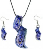 Formi Murrina Glaze Twist Spiral Dangle Earrings Necklace Set