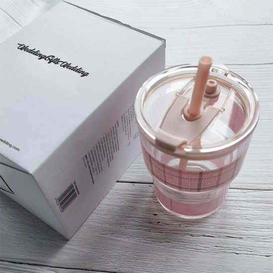 WeddingGiftsWedding Pink Cute Drinking Cup with silicone straw