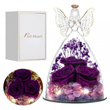 FullHeart Mothers Day Rose Gifts for Her, Glass Angel Figurine