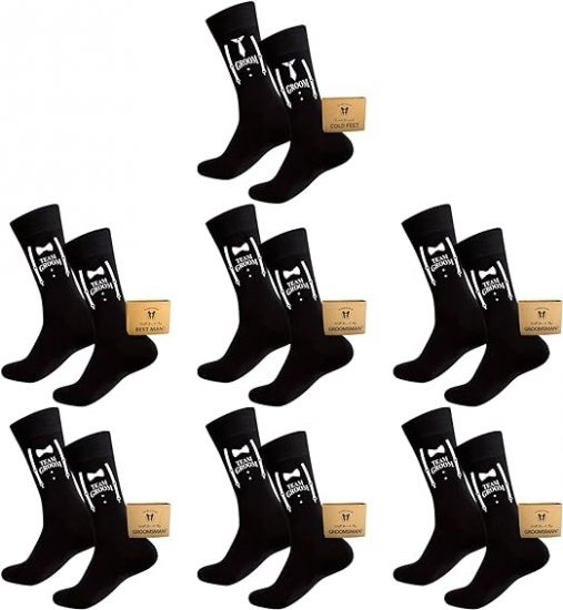 7 Pack Groomsman Cotton Crew Socks